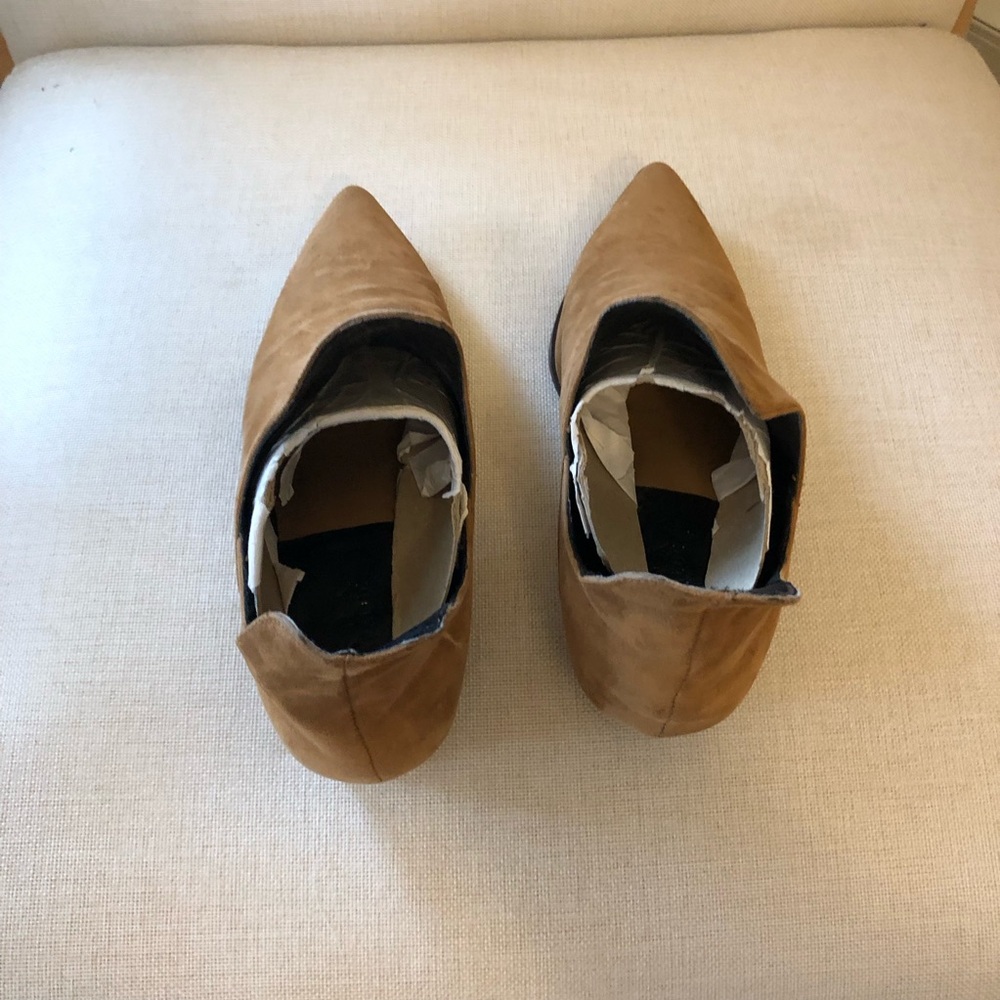 Zara Tan Suede Heeled Pointed Toe Boots - Picture 6 of 7